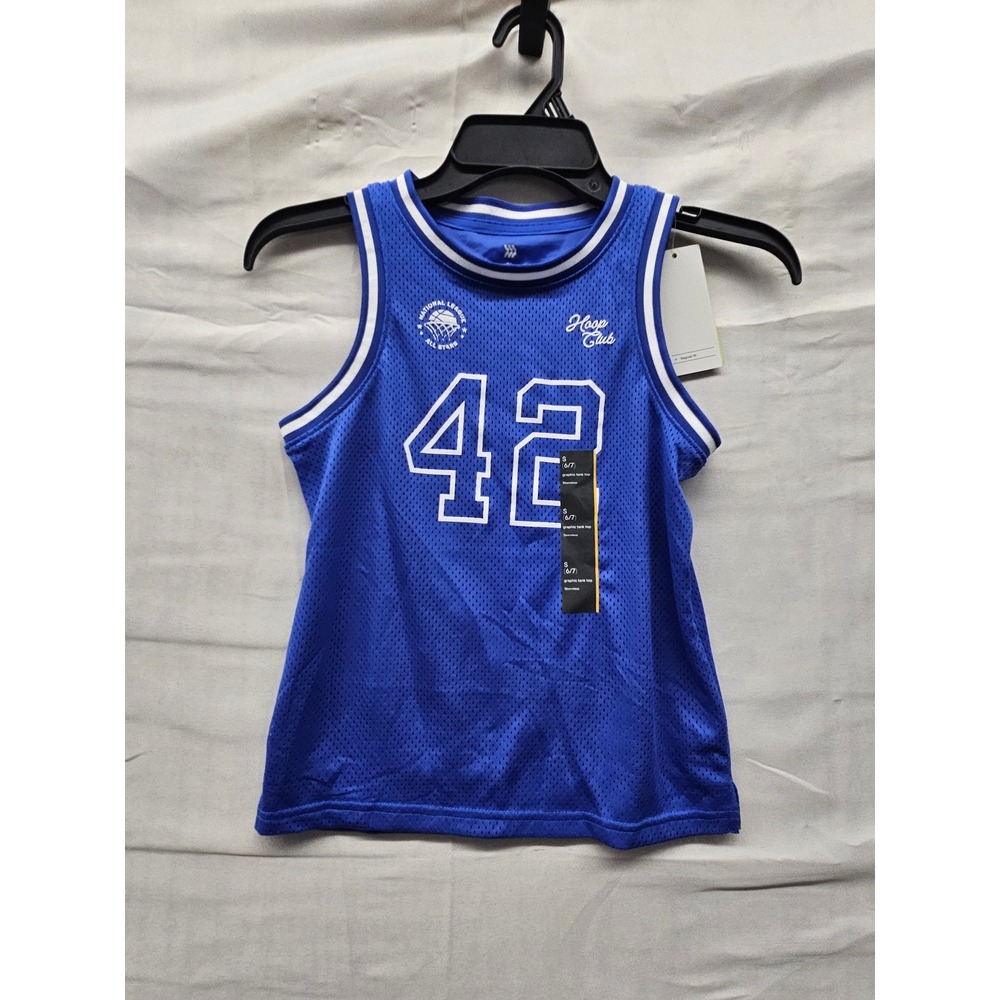 All in Motion Boys Hoop Club Graphic Tank Top Blue Polyester Athletic Size Small